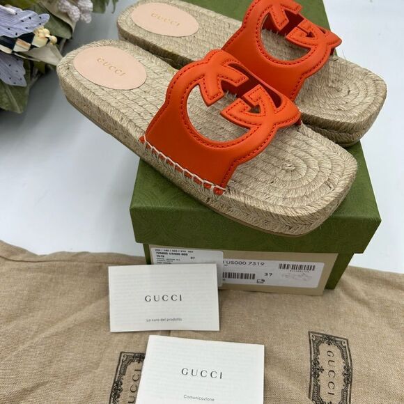 Women’s Gucci interlocking G leather espadrilles size 37 made in Spain - Picture 2 of 11